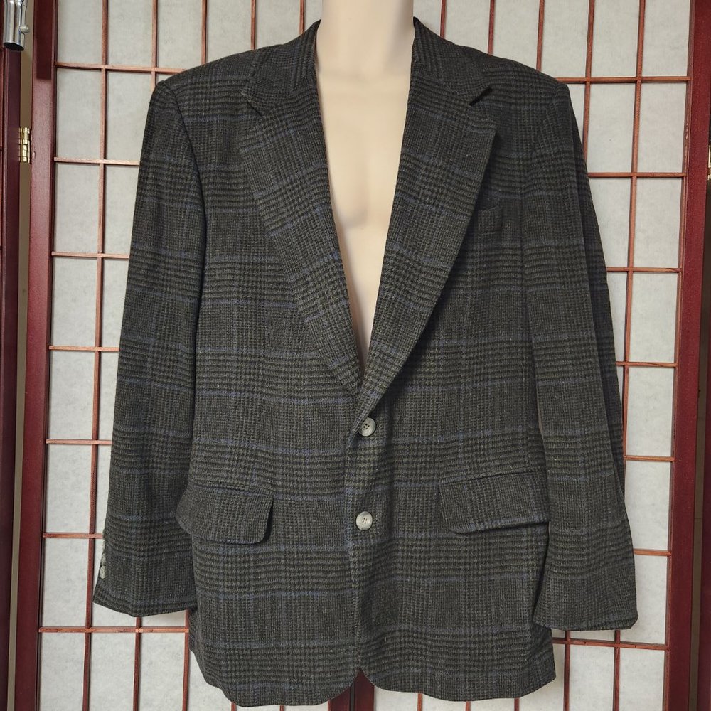 Robert Stock Green/Blue Plaid Sport Coat Size 40R